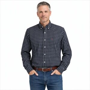 Ralph Lauren Mens Large NWOT Black White Check Button Down Pony Logo